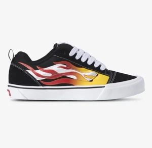 Vans Black and Yellow Flame Design Sneakers Knu Skool Mens Sz 7.5 Women’s 9 - Picture 1 of 11