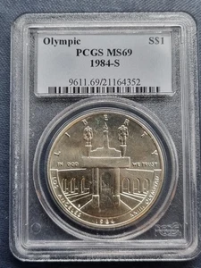 1984 S One Dollar Silver Commemorative OLYMPICS - PCGS MS69 - #92445 - Picture 1 of 2