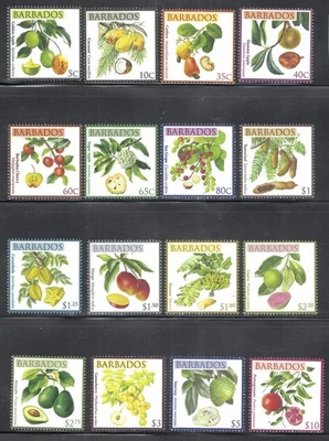 Barbados Mint NH Sc# 1171/1186 SG# 1359/1374 complete fruit set flora 2011 - Image 1 of 2