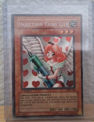 Yugioh Injection Fairy Lily LOD-100 Secret Rare 1st Ed. HP W/ Nice Surface Read - Image 1 of 4