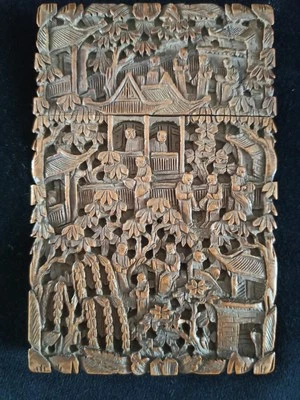 19th Century Chinese Hand Carved Card case - Image 1 of 4