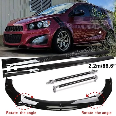 Front Bumper Lip Spoiler Splitter/Strut Rods/Side Skirts For Chevrolet Sonic RS Foto 1 de 4