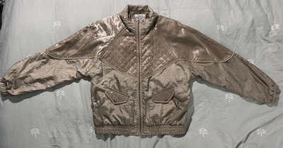 Y2K Revival Metallic Bomber Coat | Vintage Shiny Lightweight Jacket Women’s S - Image 1 of 4