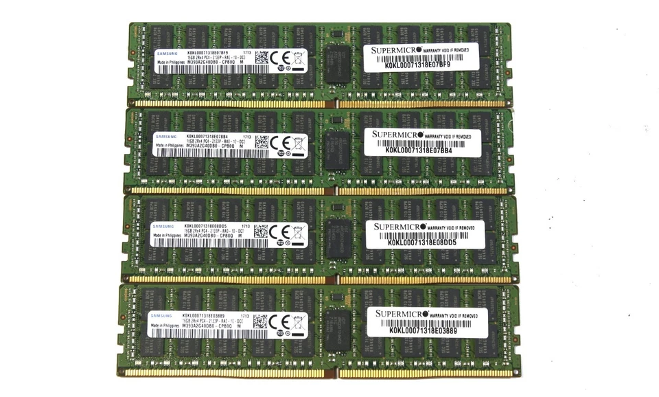 Lote de 4 | Samsung 16GB M393A2G40DB0-CPB 2Rx4 PC4-2133P DDR4 Servidor Memoria RAM Foto 1 de 2