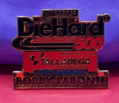Bobby Labonte 1998 NASCAR DieHard 500 Race Winner Pin April 26, 1998 for Hat - Image 1 of 3