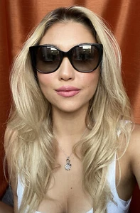 New GUCCI GG 3751/SY6CVK 56mm Cat Eye Black Oversized Women's Sunglasses Italy - Picture 1 of 14