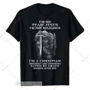 Knights Templar - I'm on Team Jesus A Warrior Of Christ Outdoor Fashion T-shirt - Picture 1 of 5