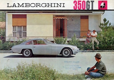 Lamborghini 350 GT 1964-1967 UK Market Multilingual Foldout Sales Brochure - Image 1 of 2