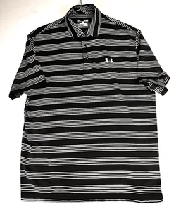 Under Armour Camicia Uomo XL Nero Grigio Righe Vestibilità Larga Heat Gear Jersey - Foto 1 di 7