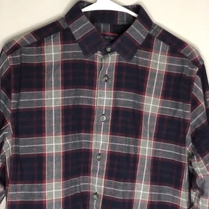 UNTUCKit Men’s Shirt Gray Navy Red Plaid Long Sleeve Button Down Cotton Sz M - Picture 1 of 5