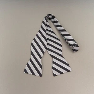 Beau Ties LTD Silk Bow Tie Black Silver Stripe Self Tie Adjustable Vermont USA - Picture 1 of 9