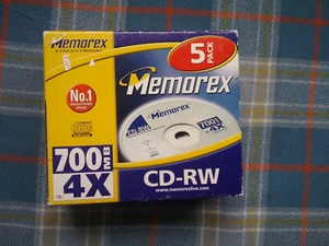 MEMOREX 700MB 4X - CD-RW - 5 PACK (5 SEALED DISKS IN SEPARATE BOXES) - Picture 1 of 2