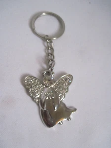 Bling ANGEL Shaped Keychain Silver Metal with Rhinestones - Bild 1 von 7