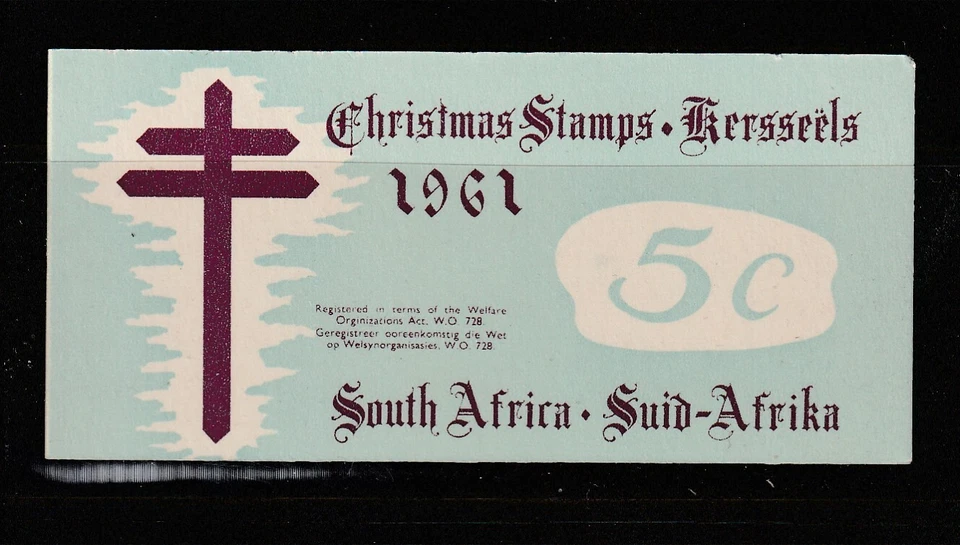 Folletos de estampillas de Navidad de Sudáfrica, completos, 1961 5c Foto 1 de 1