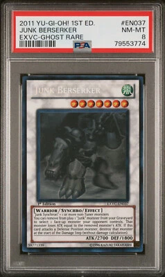 Yugioh Junk Berserker EXVC-EN037 Ghost Rare PSA 8 1st Edition - Image 1 of 2