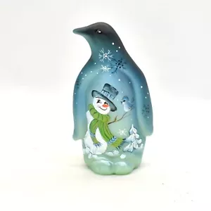 Fenton Gift Shop Limited Edition Penguin Snowman Theme Artist Michelle Kibbe - Picture 1 of 5