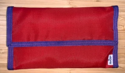 Vintage Levi's Trifold Nylon Hook& Loop Long Wallet Red W/ Blue Trim Rare - Image 1 of 4