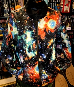 VTGCarbon nebula Print Bomber Jacket M Streetwear Retro Full Zip large unisex - Picture 1 of 4