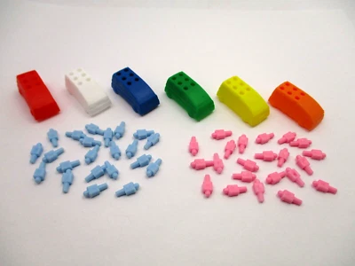 Life Game Replacement Parts Pieces 6 Vehicles 22 Blue 22 Pink People Pegs - Image 1 of 4