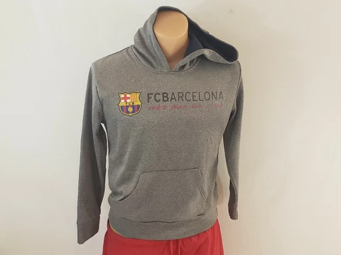 FC Barcelona pullover Mes Que Un Club Gray Pullover Hoodie Sweater Size L Cover