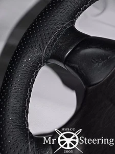 PERFORATED LEATHER STEERING WHEEL COVER GREY DOUBLE STITCH FOR VOLVO V70 2000-07 - Picture 1 of 3