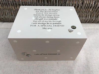 Special Best Friend Gift Keepsake Memory Jewellery Box PERSONALISED Shabby Chic  - Image 1 of 4
