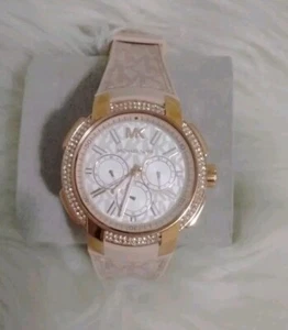 Montre de sport Michael Kors MK-7222 oversize Sidney or rose rose et logo - Photo 1/7