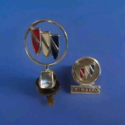 91-96 Buick Park Avenue Ave Hood Ornament Trim w/spacer Plus Side Emblem PreOwne - Image 1 of 4