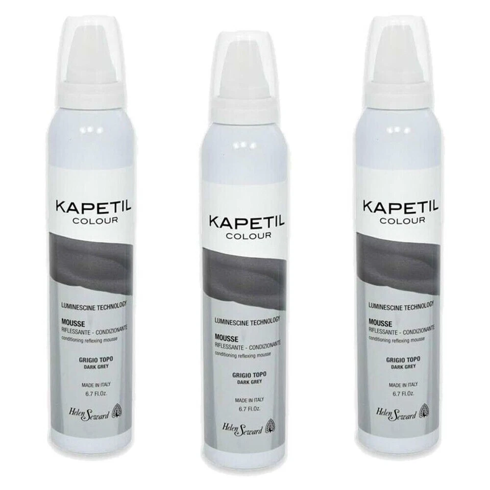 3x Mousse capelli schiuma capelli Kapetil Colour  Helen Seward Grigio topo 200ml - Immagine 1 di 1