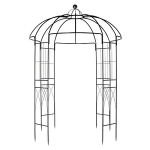 207*207*270cm Courtyard Wrought Iron Gazebo Iron Arch Black - Picture 1 of 16