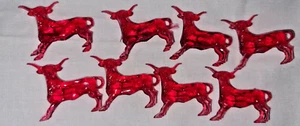 8 Vintage Kunststoff Rosa Longhorns Lenkung Kuh Cocktail Aufhänger Dekor Retro Barware - Bild 1 von 3
