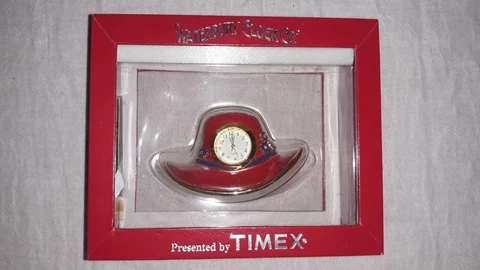 Waterbury Clock Co. Presented by Timex Red Hat Society Clock with Purple Flowers Cover