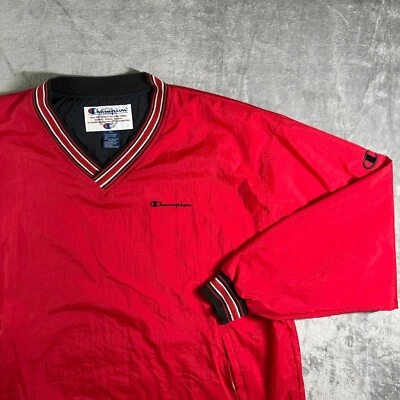 De Colección Champion Pullover Cortavientos Cuello en V Rojo Deletrear Chaqueta XXL Foto 1 de 4