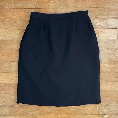 Mini-saia preta vintage feminina tamanho XXS 24" cintura década de 1990 crepe corte reto - Imagem 1 de 4