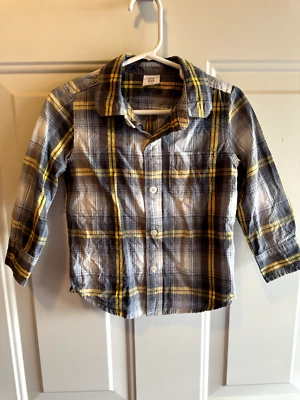Camisa gemela manga larga abotonada a cuadros azul amarillo 2T BABY GAP para niños pequeños Foto 1 de 4