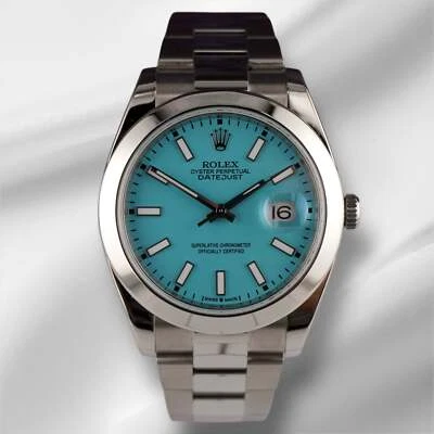 Rolex Mens Datejust II 41mm Oyster Steel Baby Blue Dial Watch 126300 - Image 1 of 4