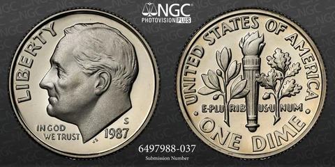 1987 S 10C Roosevelt Dime PF70 Ultra Cameo UCAM NGC PHOTO VISION SKU 3150 Cover