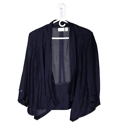 Chaqueta Cárdigan Chico’s Azul Marino Floral Encaje Alto Bajo Frente Abierto Para Mujer’s L (2/12) Foto 1 de 4