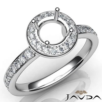 Classic Halo Pave Set Round Semi Mount Diamond Engagement Ring Platinum 0.45Ctw - Image 1 of 4