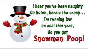 48 Snowman Poop Christmas Labels Stickers Tags Presents Xmas Santa - Picture 1 of 3