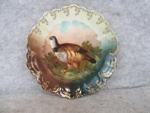 Vintage Decorative Bavaria Wild Grouse Bird Polychrome Scalloped Plate - Picture 1 of 8