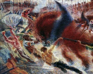 THE CITY RISES UMBERTO BOCCIONI FUTURISM PAINTING ART PRINT ON REAL CANVAS - Picture 1 of 5