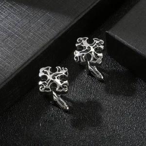 Silver Men Cufflinks Tuxedo Studs Formal Business Wedding Shirt Cuff Buckle - Picture 1 of 5