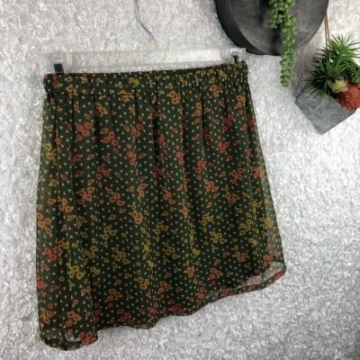 NUEVO CON ETIQUETAS A-Line Falda Acampanada Estampado Geométrico Floral Gasa Forrada Mossimo Talla XS Foto 1 de 4