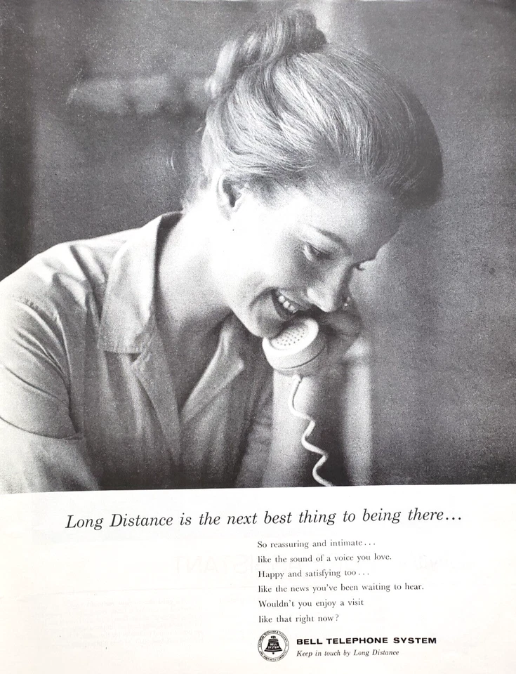 PRINT AD Bell Telephone System Long Distance 1963 10.5x13 Blonde Woman - Image 1 of 1