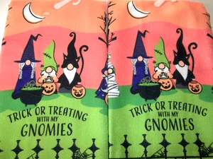 2pc SET TRICK OR TREATING WITH MY GNOMIES Halloween 15" X 25" NWT - Picture 1 of 2