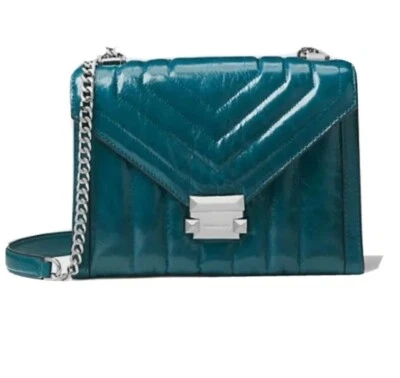 Bolso Bandolera/Hombro Michael Kors Whitney Cuero Verde Azulado Acento Plateado Nuevo con Etiquetas  Foto 1 de 4