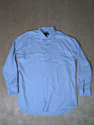 Camisa de vestir grande Pronto Uomo sin hierro para hombre ajuste moderno azul manga larga bolsillo Foto 1 de 4