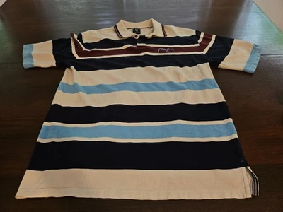 Camisa polo Phat Farm para hombre roja azul marino crema a rayas talla XL Foto 1 de 4