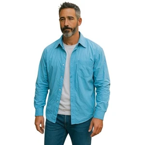 ALEXANDER JULIAN COLOURS AQUA BLUE BUTTON DOWN DRESS SHIRT SIZE L 16 1/2 34/35 - Picture 1 of 6